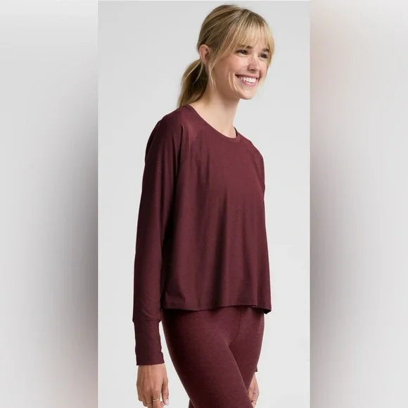 💫Beyond Yoga Featherweight Daydreamer Pullover, Midnight Burgundy, XS, NWT - Picture 2 of 12